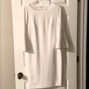 Calvin Klein White 3/4 Bell Sleeve Dress